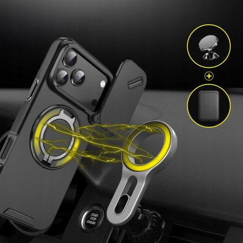 Etui Case do iPhone 17 Pro Max Pancerne Czarne Osłona Aparatu do MagSafe