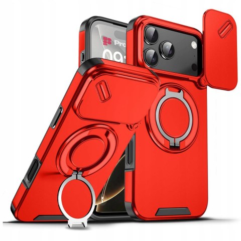 Etui Case do iPhone 17 Pro Max Pancerne Czerwone Osłona Aparatu do MagSafe