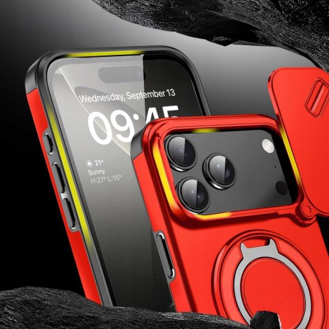 Etui Case do iPhone 17 Pro Max Pancerne Czerwone Osłona Aparatu do MagSafe