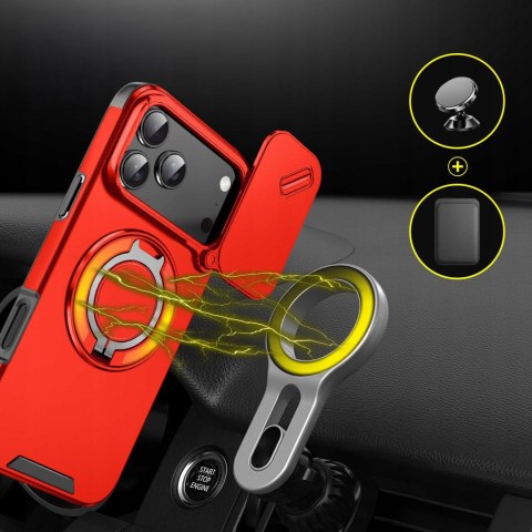 Etui Case do iPhone 17 Pro Max Pancerne Czerwone Osłona Aparatu do MagSafe