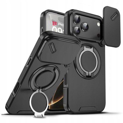 Etui Case do iPhone 17 Pro Pancerne Czarne Osłona Aparatu do MagSafe