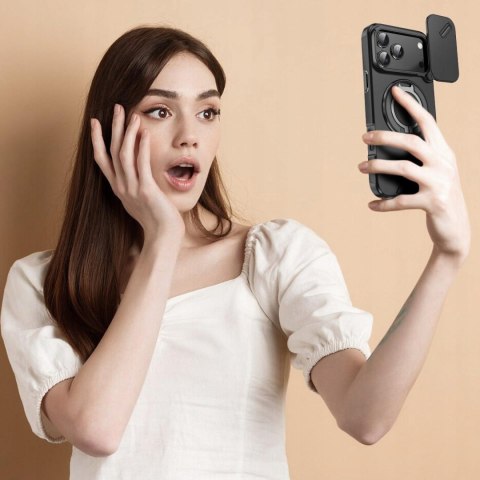 Etui Case do iPhone 17 Pro Pancerne Czarne Osłona Aparatu do MagSafe