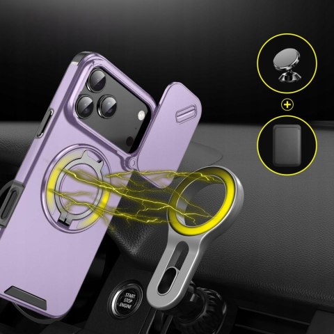 Etui Case do iPhone 17 Pro Pancerne Fioletowe Osłona Aparatu do MagSafe