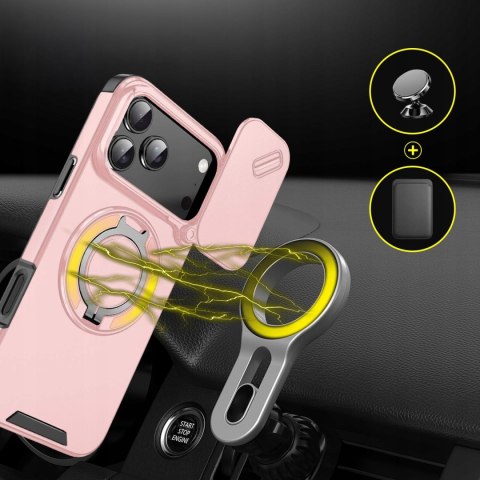 Etui Case do iPhone 17 Pro Pancerne Różowe Osłona Aparatu do MagSafe