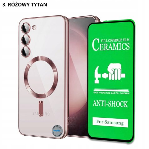 Etui do SAMSUNG S23 i Folia na Ekran Różowy do MagSafe Ochrona Aparatu