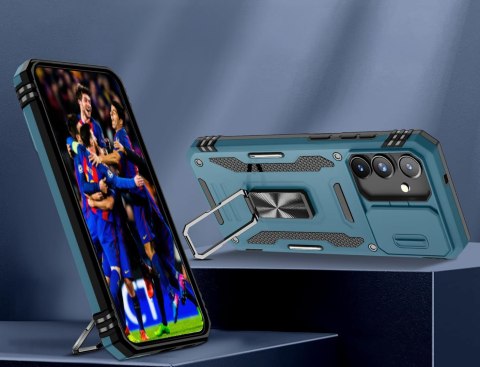 Etui do Samsung S24+ Plus Niebieskie Pancerne z Podstawką Case Turkusowe