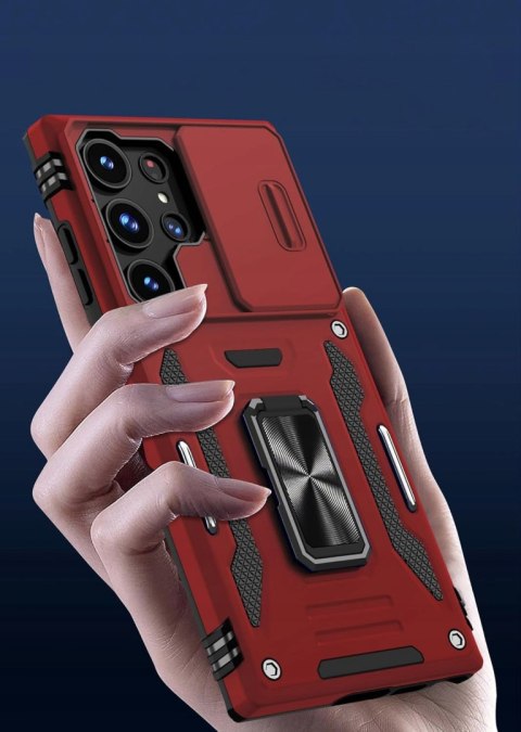 Etui do Samsung S24 Ultra Czerwone Pancerne z Podstawką Wojskowe Czerwony