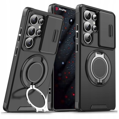 Etui do Samsung S24 Ultra Pancerne Czarne Zamykana Ochrona Aparatu Case