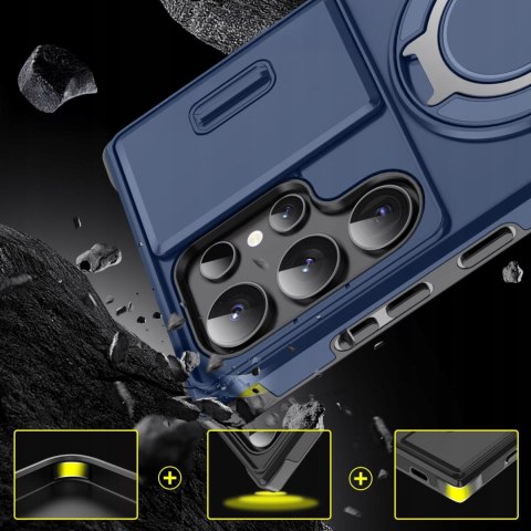 Etui do Samsung S24 Ultra Pancerne Niebieski Osłona Aparatu Case do MagSafe