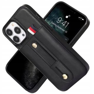Etui do iPhone 12 Pro Max 6,7" Czarne Skórzane Case Skórzany Czarny Portfel