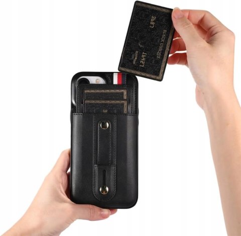 Etui do iPhone 12 Pro Max 6,7" Czarne Skórzane Case Skórzany Czarny Portfel