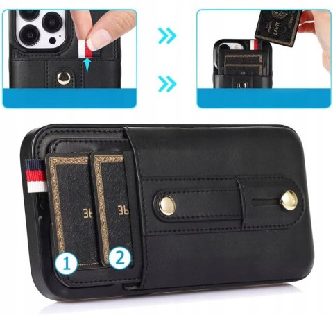 Etui do iPhone 12 Pro Max 6,7" Czarne Skórzane Case Skórzany Czarny Portfel