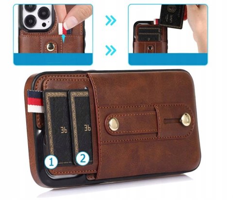 Etui do iPhone 12 Pro Max Skórzane case skórzany brązowy portfel wysuwany