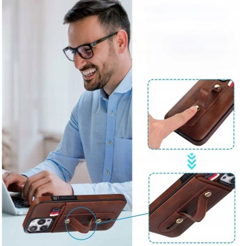 Etui do iPhone 12 Pro Max Skórzane case skórzany brązowy portfel wysuwany