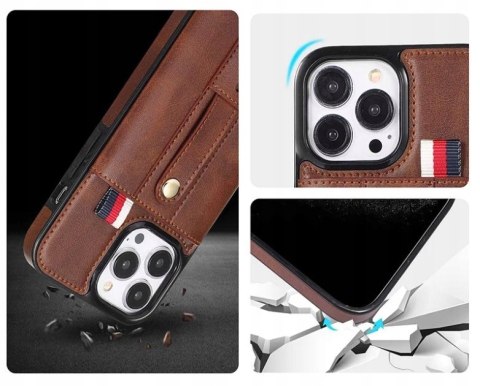 Etui do iPhone 12 Pro Max Skórzane case skórzany brązowy portfel wysuwany