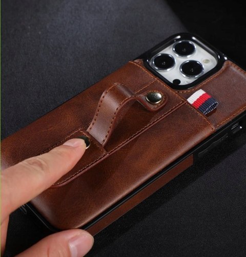 Etui do iPhone 12 Pro Max Skórzane case skórzany brązowy portfel wysuwany