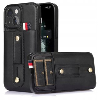 Etui do iPhone 13 / 14 Czarne Skórzane Case Skórzany Czarny Portfel Obudowa