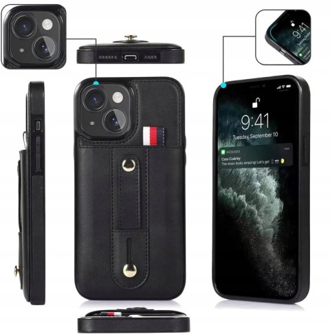 Etui do iPhone 13 / 14 Czarne Skórzane Case Skórzany Czarny Portfel Obudowa