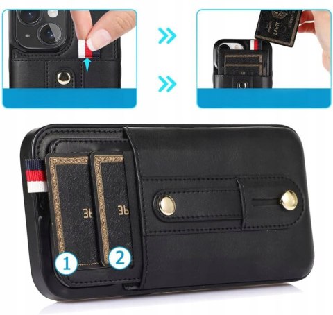 Etui do iPhone 13 / 14 Czarne Skórzane Case Skórzany Czarny Portfel Obudowa