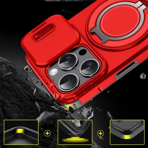 Etui do iPhone 13 Pro Czerwone Pancerne Osłona Aparatów do MagSafe Case