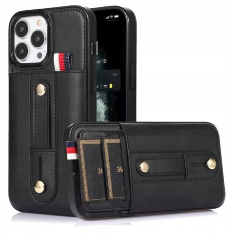 Etui do iPhone 13 Pro Max 6,7" Czarne Skórzane Case Skórzany Czarny Portfel