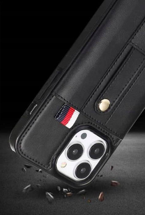 Etui do iPhone 14 Pro Max 6,7" Czarne Skórzane Case Skórzany Czarny Portfel