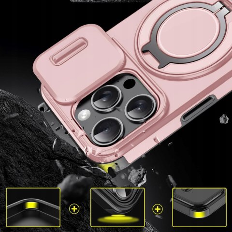 Etui do iPhone 14 Pro Max Różowe Pancerne Osłona Aparatu do MagSafe