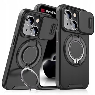 Etui do iPhone 14 i IPhone 13 Pancerne Czarne Uchwyt Osłona aparatów Case