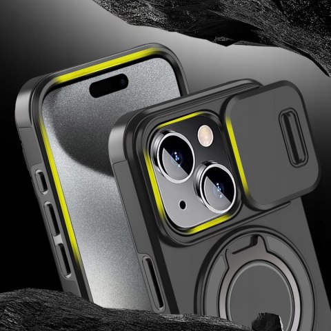 Etui do iPhone 14 i IPhone 13 Pancerne Czarne Uchwyt Osłona aparatów Case