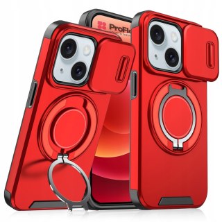 Etui do iPhone 14 i IPhone 13 Pancerne Czerwone Uchwyt Osłona aparatów Case