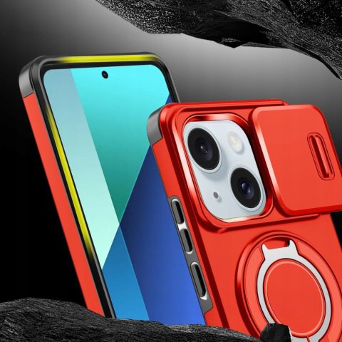 Etui do iPhone 14 i IPhone 13 Pancerne Czerwone Uchwyt Osłona aparatów Case