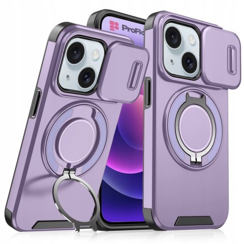 Etui do iPhone 14 i IPhone 13 Pancerne Fioletowe Uchwyt Osłona aparatów