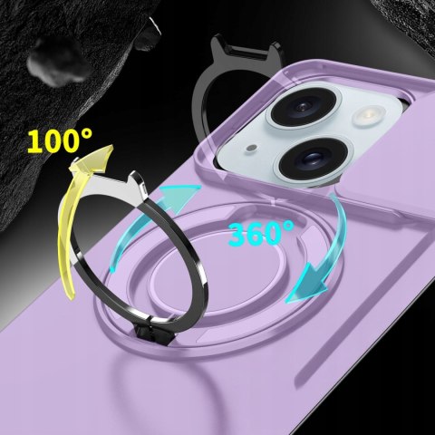 Etui do iPhone 14 i IPhone 13 Pancerne Fioletowe Uchwyt Osłona aparatów