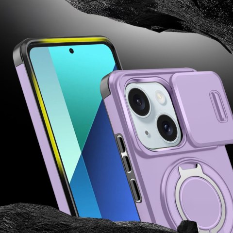 Etui do iPhone 14 i IPhone 13 Pancerne Fioletowe Uchwyt Osłona aparatów