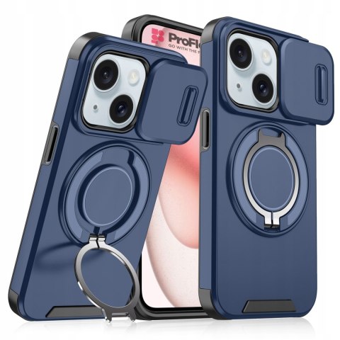 Etui do iPhone 14 i IPhone 13 Pancerne Niebieskie Uchwyt Osłona aparatów
