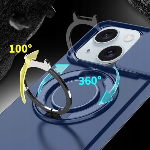 Etui do iPhone 14 i IPhone 13 Pancerne Niebieskie Uchwyt Osłona aparatów