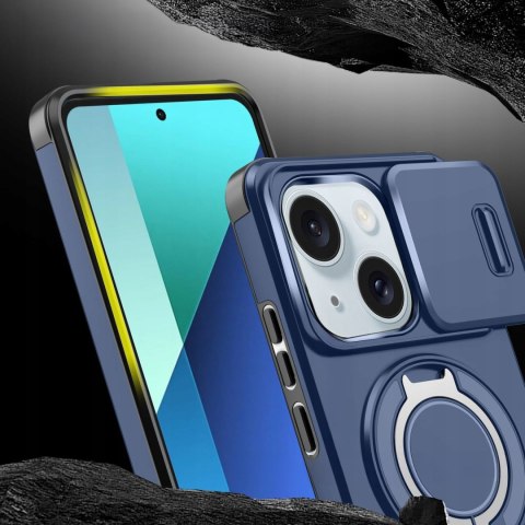 Etui do iPhone 14 i IPhone 13 Pancerne Niebieskie Uchwyt Osłona aparatów