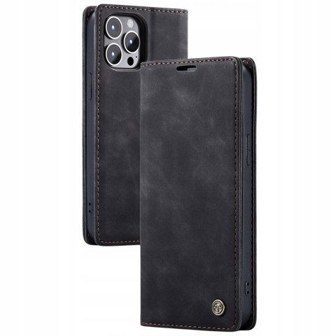 Etui do iPhone 15 Pro Max Czarny Skórzany Case Czarne Skórzane