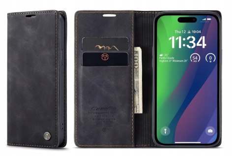 Etui do iPhone 15 Pro Max Czarny Skórzany Case Czarne Skórzane