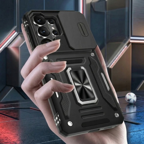 Case do Samsung S26 Ultra Czarny Pancerny Etui z podstawką Ochrona aparatów