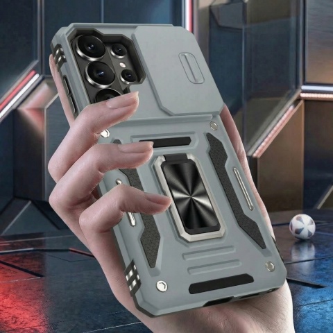 Case do Samsung S26 Ultra Szary Pancerny Etui z podstawką Ochrona aparatów