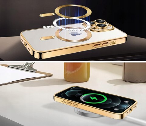 Case do iPhone 12 Pro Złoty do MagSafe złote etui ochrona aparatu Gold
