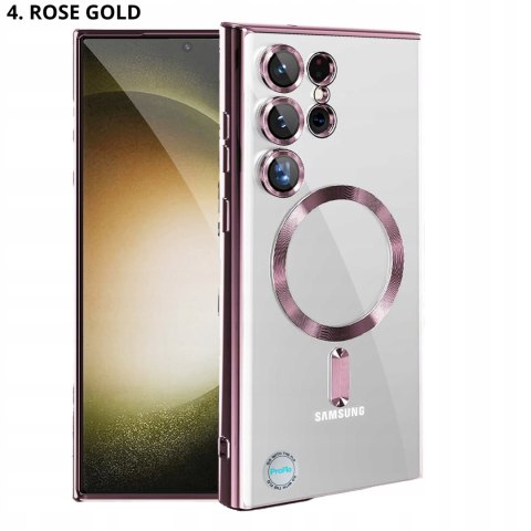 Etui do SAMSUNG S23 ULTRA Różowe do MagSafe Case Rose Gold Przezroczysty