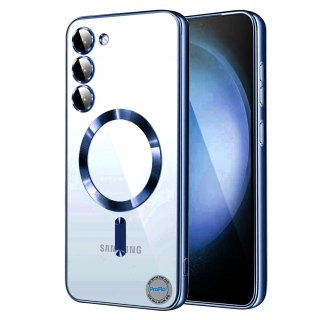 Etui do SAMSUNG S25 Ciemnie Niebieskie do MagSafe Obudowa Przezroczysta
