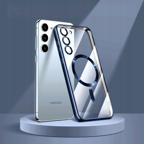 Etui do SAMSUNG S25 Ciemnie Niebieskie do MagSafe Obudowa Przezroczysta