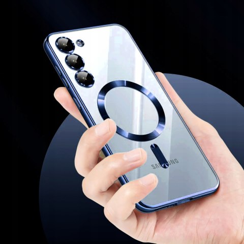Etui do SAMSUNG S25 Ciemnie Niebieskie do MagSafe Obudowa Przezroczysta