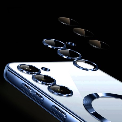 Etui do SAMSUNG S25 Ciemnie Niebieskie do MagSafe Obudowa Przezroczysta