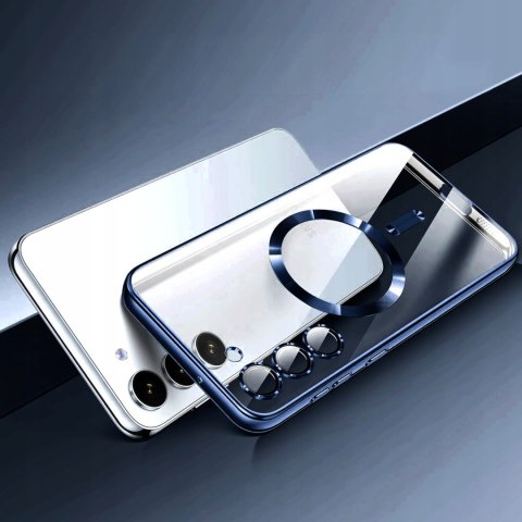 Etui do SAMSUNG S25 Ciemnie Niebieskie do MagSafe Obudowa Przezroczysta