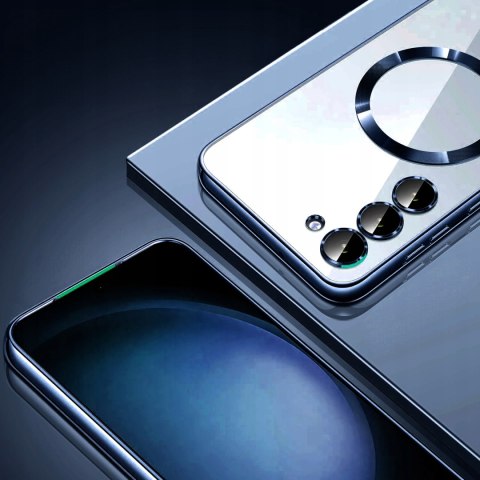 Etui do SAMSUNG S25 Ciemnie Niebieskie do MagSafe Obudowa Przezroczysta
