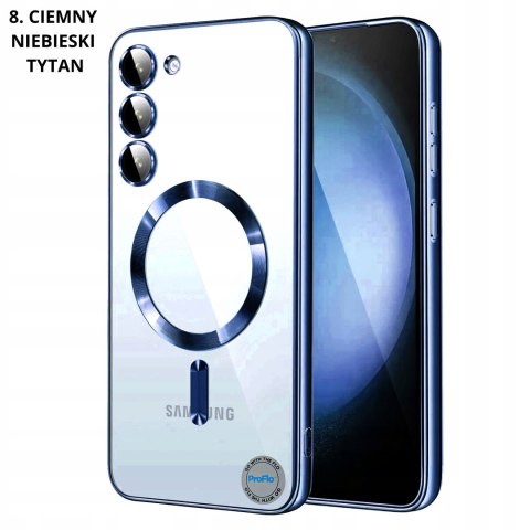 Etui do SAMSUNG S25 Ciemnie Niebieskie do MagSafe Obudowa Przezroczysta
